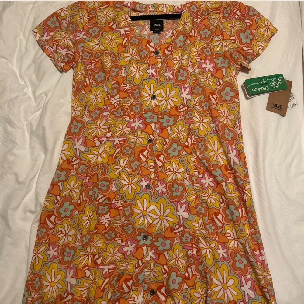 Vans Women's Floral Dress - Orange, Pink, Yellow, Mint